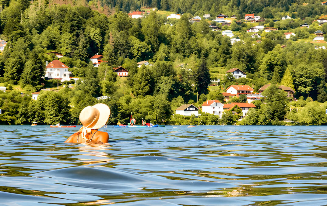 camping proche gérardmer femme qui se baigne