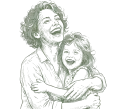 illustration maman fille vert